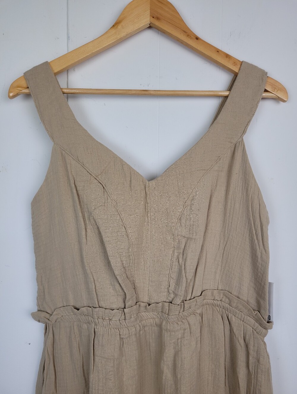Devoted Large Beige Cotton Smocked Tiered Maxi Dress NWT - Picture 2 of 11